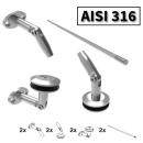 Glasvordach Edelstahl V4A Vordachhalter Türvordach für Glas 8,76-17,52 mm - AISI 316 SET